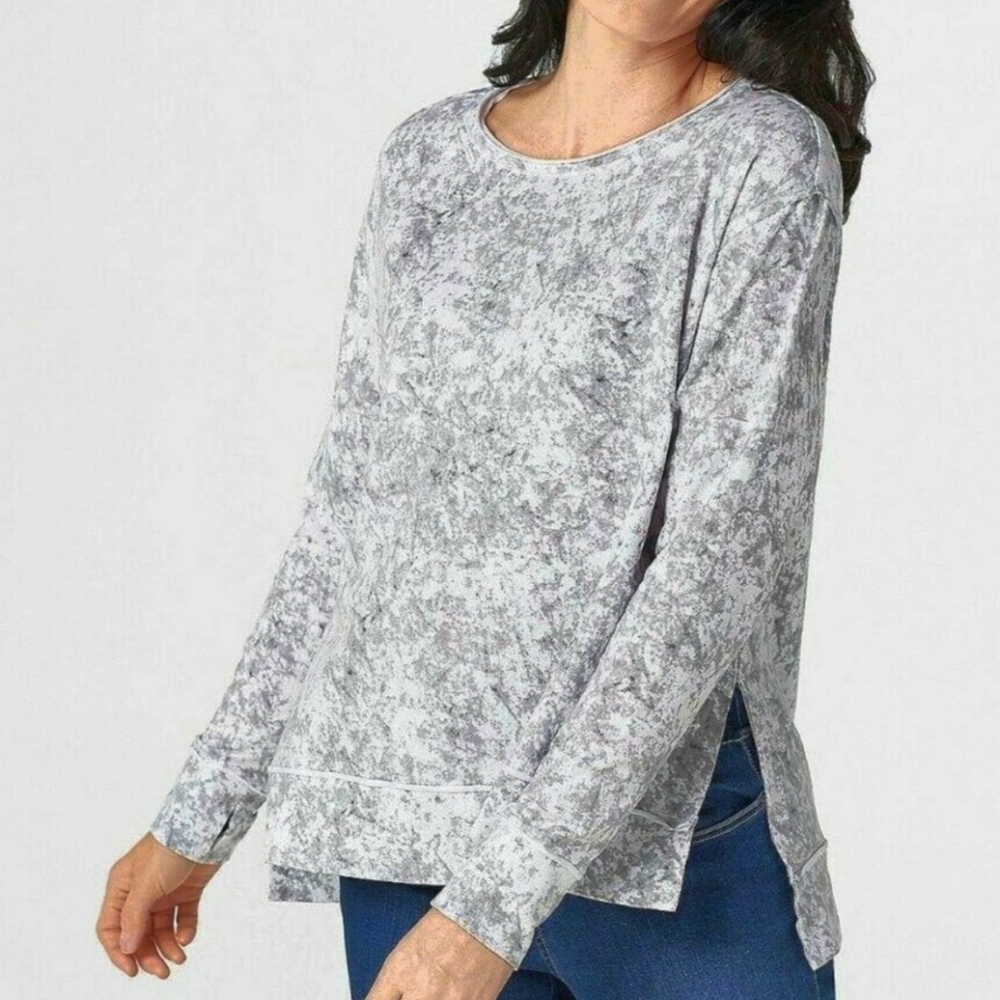 QVC Rachel Hollis Ltd Made For More Sweatshirt Thumbholes Womens Sz L Gray Soft